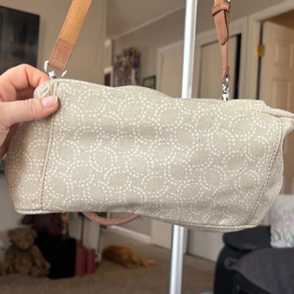 L.L.Bean Stylish Cream Handbag/ Tote  with Tan Accents - Picture 6 of 15
